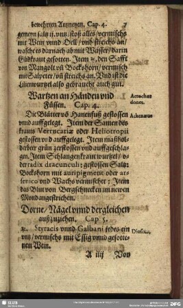 Wartzen an Händen und Füssen. Cap. 4