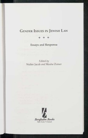 Gender issues in Jewish law : essays and responsa