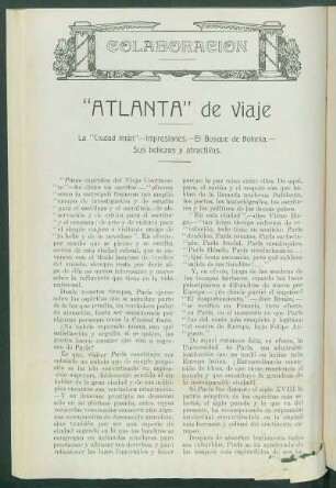 "Atlanta" de viaje : La "Ciudad Imán" - Impresiones. - El Bosque de Bolonia. - Sus bellezas y atractivos.