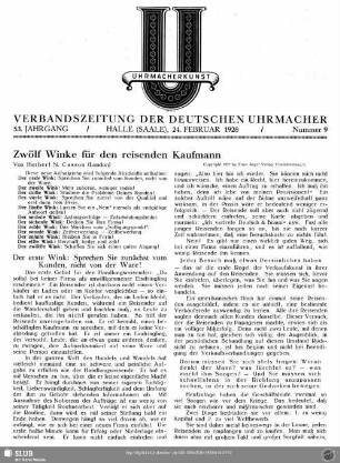 Zwölf Winke für den reisenden Kaufmann