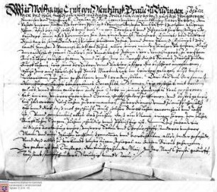 Wolfgang Ernst Graf v. Isenburg belehnt mit Burglehen zu Hayn zwölf Gulden Philipp, Eberhard und Schweikard Gebrüder Wambold und als Vormund von H...