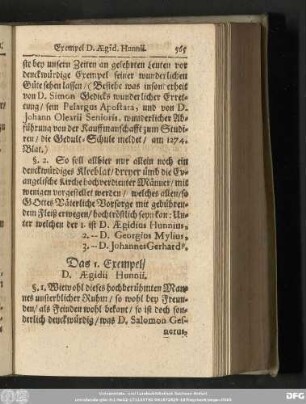 Das 1. Exempel/ D. Aegidii Hunnii.
