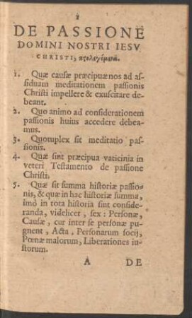 De Passione Domini Nostri Iesu Christi ...