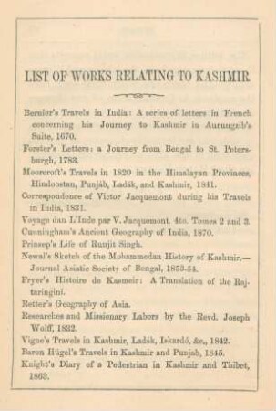 List of works relating to Kashmir