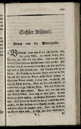 Sechster Abschnitt. Etwas von der Bienenzucht.