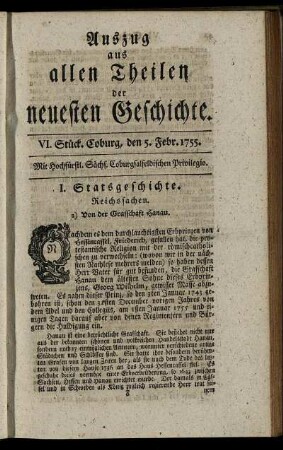 VI. Stück. Coburg, den 5. Febr. 1755.