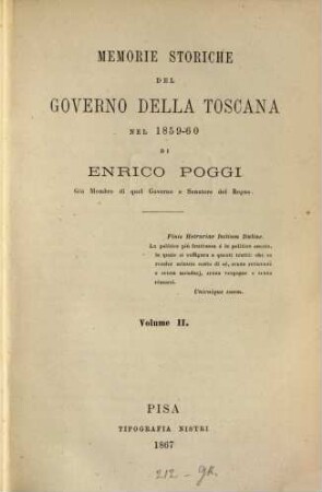 Memorie storiche del governo della Toscana nel 1859-60, Volume 2