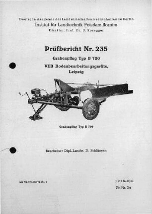 Grabenpflug, Typ B 700