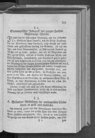 A. Besondere Abtheilung der umliegenden Ländereyen in geist= und weltliche.