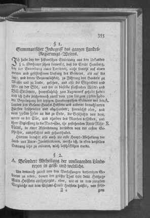 A. Besondere Abtheilung der umliegenden Ländereyen in geist= und weltliche.