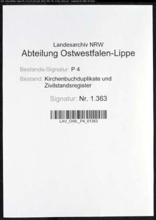 Kirchenbuchduplikate der evangelisch-reformierten Gemeinde (GHT 1818). (Gemeinde: Deilinghofen, evangelische Gemeinde)
