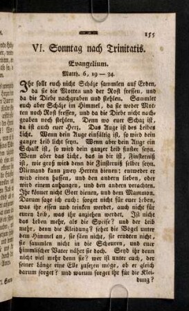 155-167, VI. Sonntag nach Trinitatis. Evangelium. Matth. 6, 19-34.