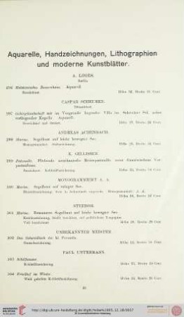 Aquarelle, Handzeichnungen, Lithographien und moderne Kunstblätter (Nr. 296-334)
