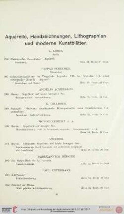 Aquarelle, Handzeichnungen, Lithographien und moderne Kunstblätter (Nr. 296-334)
