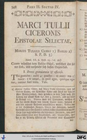 Sectio IV. Marci Tullii Ciceronis Epistolae Selectae.