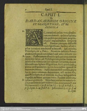 Caput I. De Dardanariorum Origine Et Descriptione, Et De Annona
