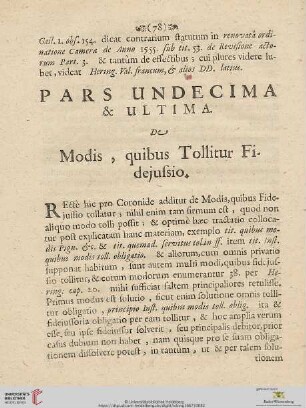 Pars undecima & ultima