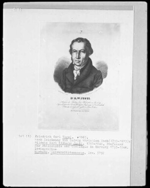 Leonhard Johann Carl Justi (1753-1800), 1780-1787 Professor der Theologie und der alten Literaturwissenschaft in Marburg
