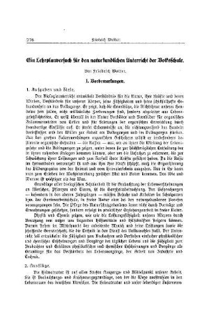 Ein Lehrplanversuch für den naturkundlichen Unterricht der Volksschule