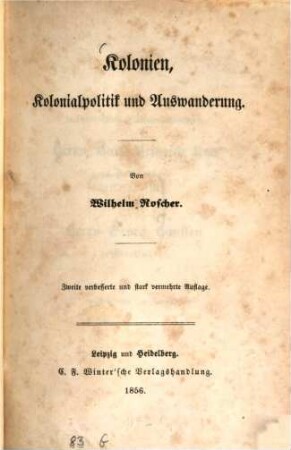 Kolonien, Kolonialpolitik und Auswanderung
