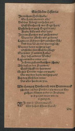 Wie Hertzog Dietherich von Dennmarck scheidet/ in der Person/ als were es Engelhart/ kömpt wider in Brabant/ und zeiget im an wie es ergangen.
