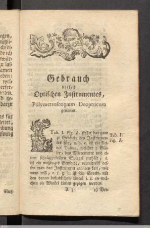 Gebrauch dieses Optischen Instrumentes, Polymetroscopium Deoptricum genannt.