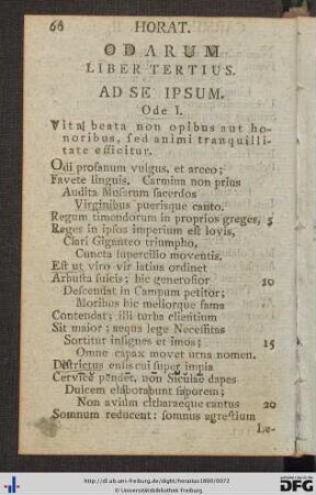Odarum Seu Carminum Liber III.
