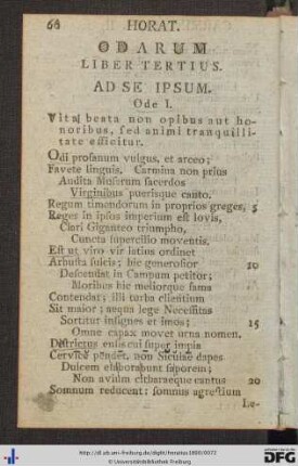 Odarum Seu Carminum Liber III.