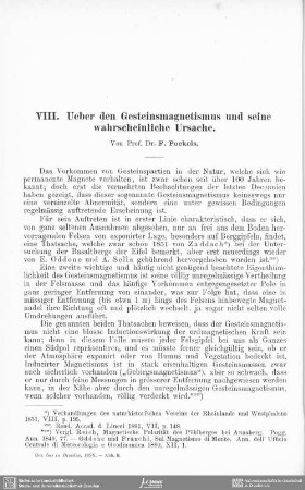 Ueber den Gesteinsmagnetismus und seine wahrscheinliche Ursache