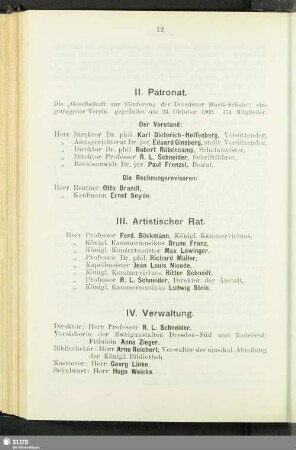 III. Artistischer Rat