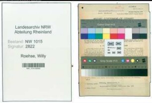 Entnazifizierung Willy Roehse , geb. 25.04.1899 (Angestellter)