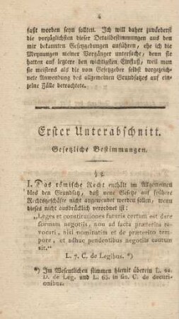 Erster Unterabschnitt. Gesetzliche Bestimmungen