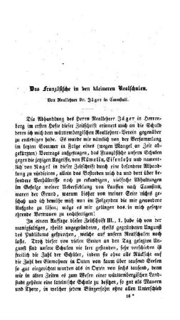 Das Französische in den kleineren Realschulen