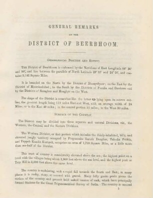 General remarks of the district of Beerbhoom