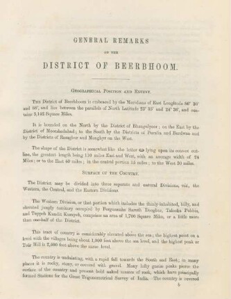 General remarks of the district of Beerbhoom