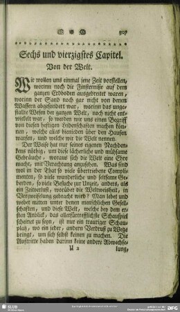 Sechs und vierzigstes Capitel. Von der Welt