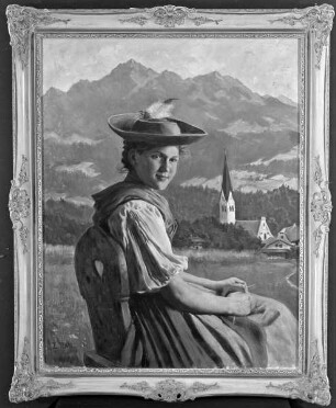 Strickendes Bauernmädchen