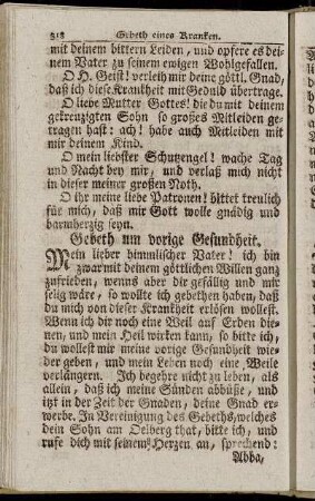 Gebeth um vorige Gesundheit
