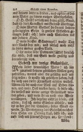 Gebeth um vorige Gesundheit
