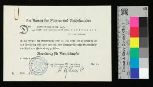 Verleihungsurkunde Nr. 3558/35