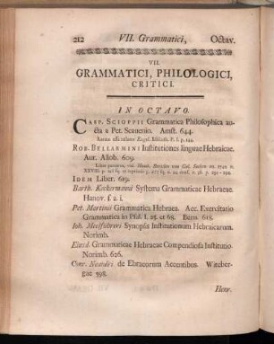 VII. Grammatici, Philologici, Critici.