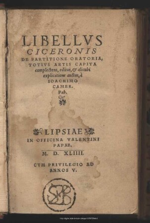 Libellus Ciceronis De Partitione Oratoria, Totius Artis Capita