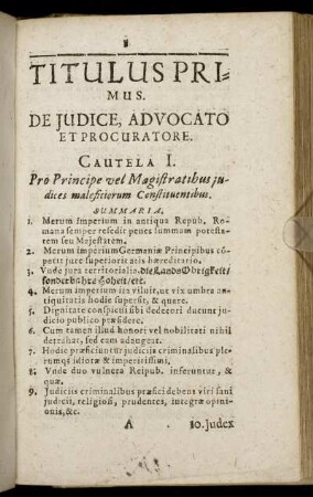 Cautela I. - Cautela V.