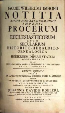 Notitia Rom. germ. imperii procerum. 1