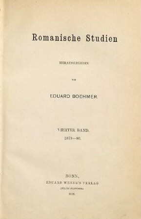 Romanische Studien. 4 = H. 13 - 16. 1879/80 (1880)