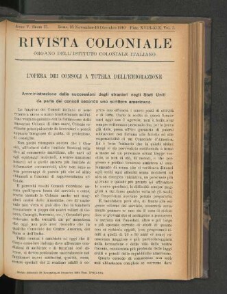 Rivista Coloniale. Fasc. XVIII-XIX. Vol. I.