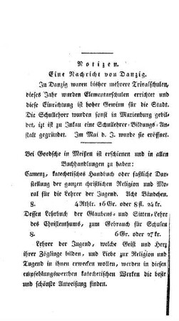 Notizen : eine Nachricht von Danzig