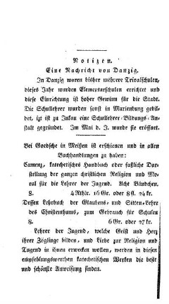 Notizen : eine Nachricht von Danzig