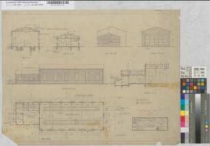 Neubau eines Triebwagenschuppens auf Bahnhof Paderborn Hbf: Grundriß, Ansichten, Schnitte, M. 1:100 Hgl, Sknr.: 2, Fanr.: 8, Bunr.: 1