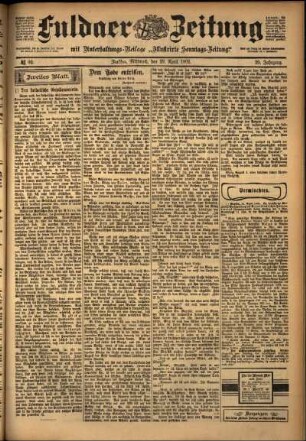 Zweite Ausgabe vom Mittwoch, den 23. April 1902.
